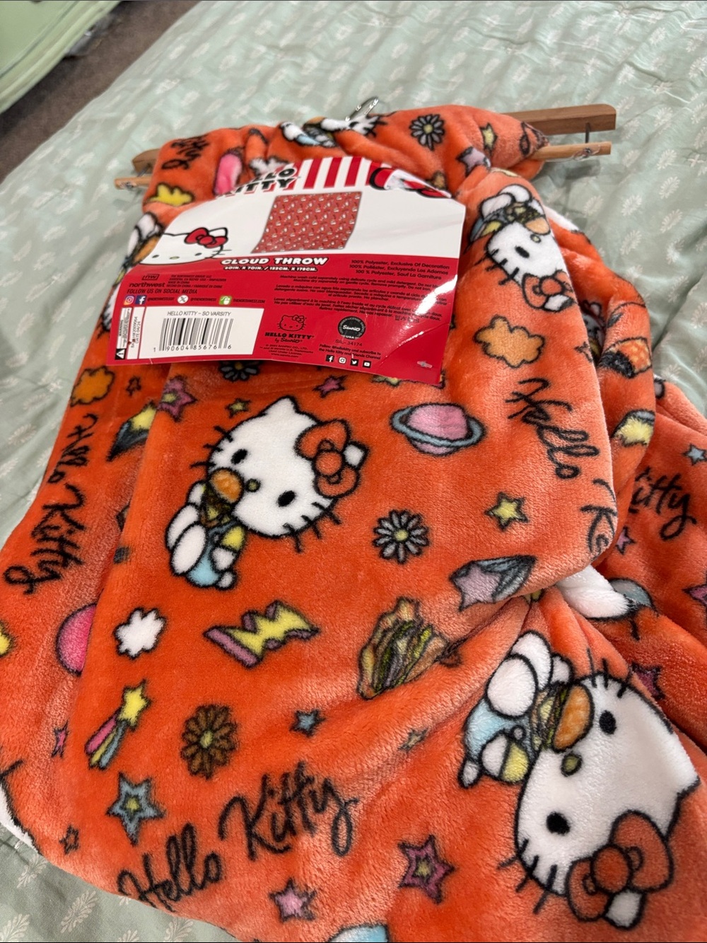 Hello Kitty Orange Plush Kid’s Throw Blanket